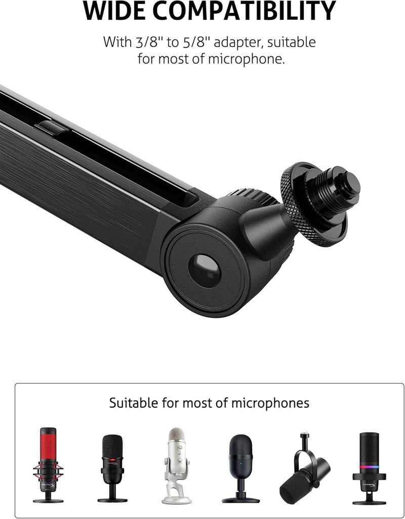 SUNMON Blue Yeti Microphone Boom Arm - Upgraded Heavy Duty Boom Arm, Hidden Cable Management, Stable Desk Clamp, Blue Yeti Mic Stand Compatible with Yeti Microphone, HyperX QuadCast, Shure SM7B - Image 2